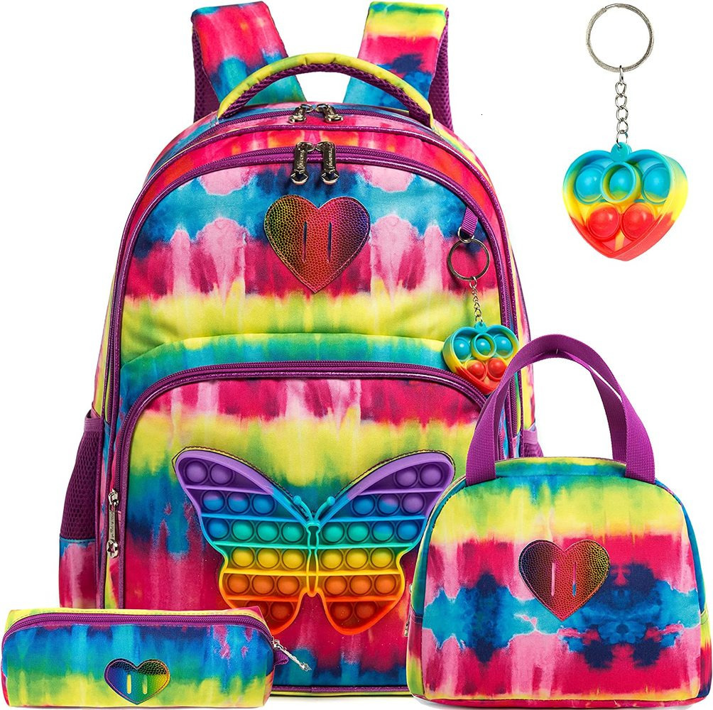 Backpacks Bikab School Bags 3 In 1 Kids Bags for Girls Kawaii Backpack Waterproof Children School Bags for Girl 16" Bags for Girls Set Bag 230809
