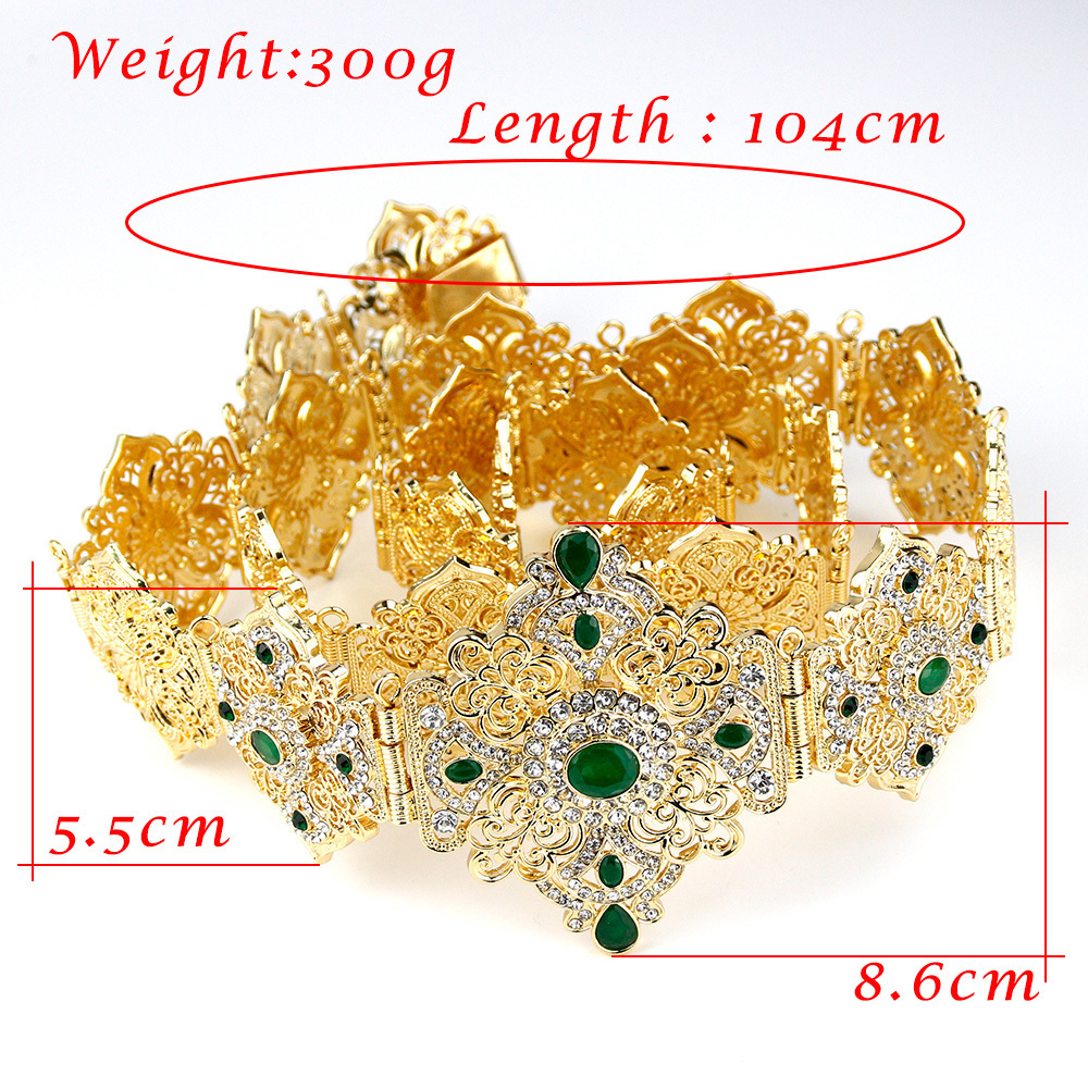 Belly Chains Sunspicems Chic Moroccan Belt Arab Robe Metal Waist Chain For Women Wedding Dress Body Jewelry Gold Color Belt Adjustable Length 230808