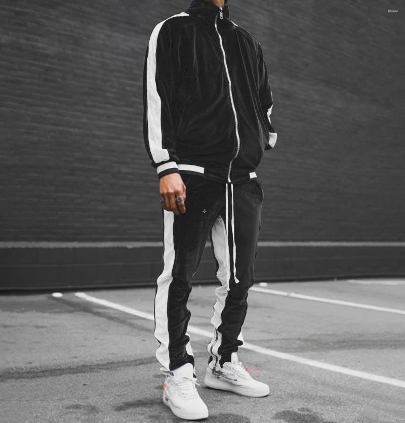 Men's Tracksuits Men Velour Tracksuit Sport Jogging Suits Two Piece Cotton Blank Track Suit Set High Quality Wholesale
