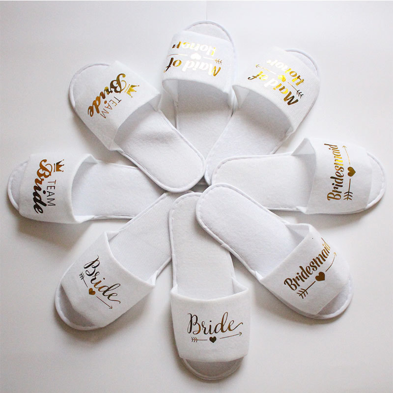 Slippers 1 Pairs Team Brideteam Groom Disposable Soft Slippers Wedding Decoration Bridal Show Bridesmaid Bachelorette Party Decoration-S 230809