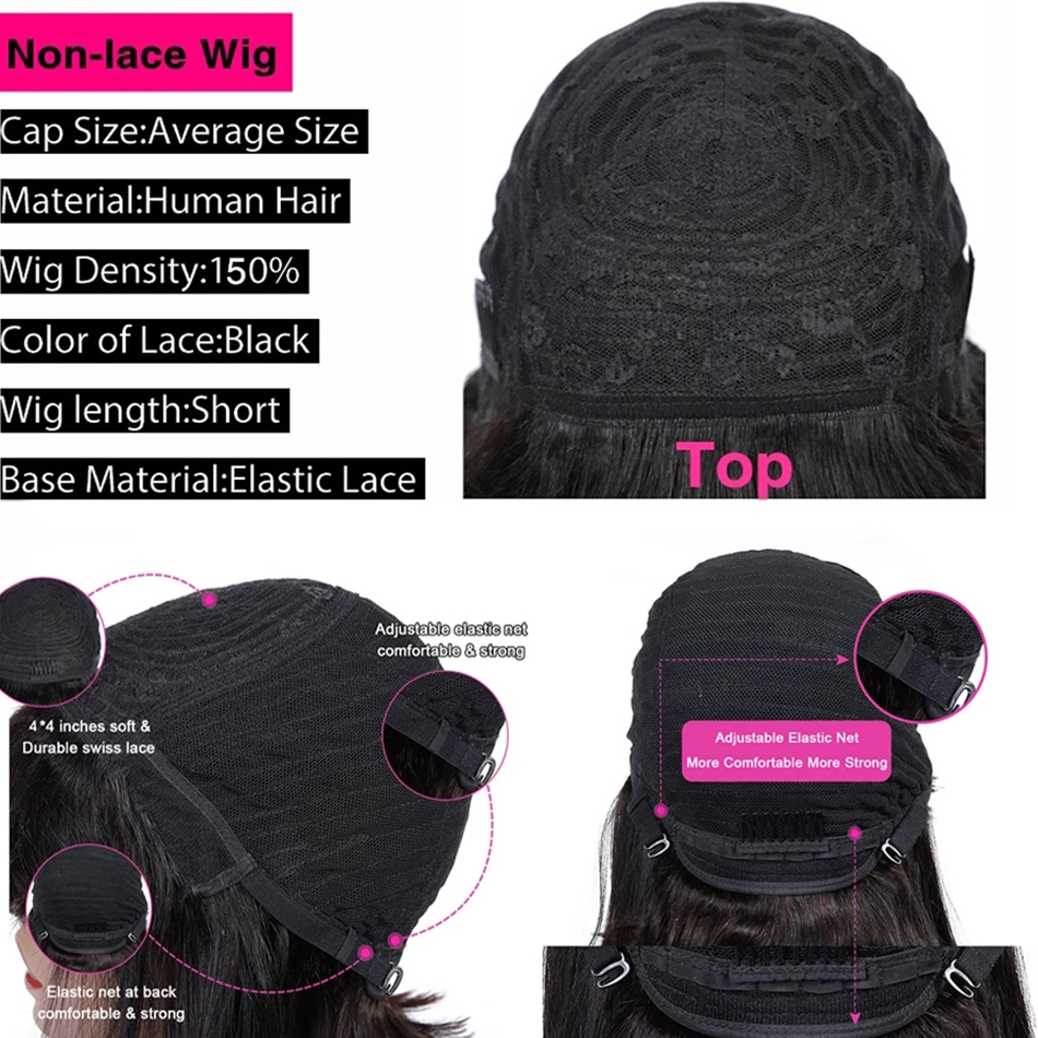 Synthetic Wigs Short Bob Straight Human Hair Wigs Natural Color Brazilian Remy Hair Pixie Cut Wig Human Hair Wig For Black Women Misney 230808