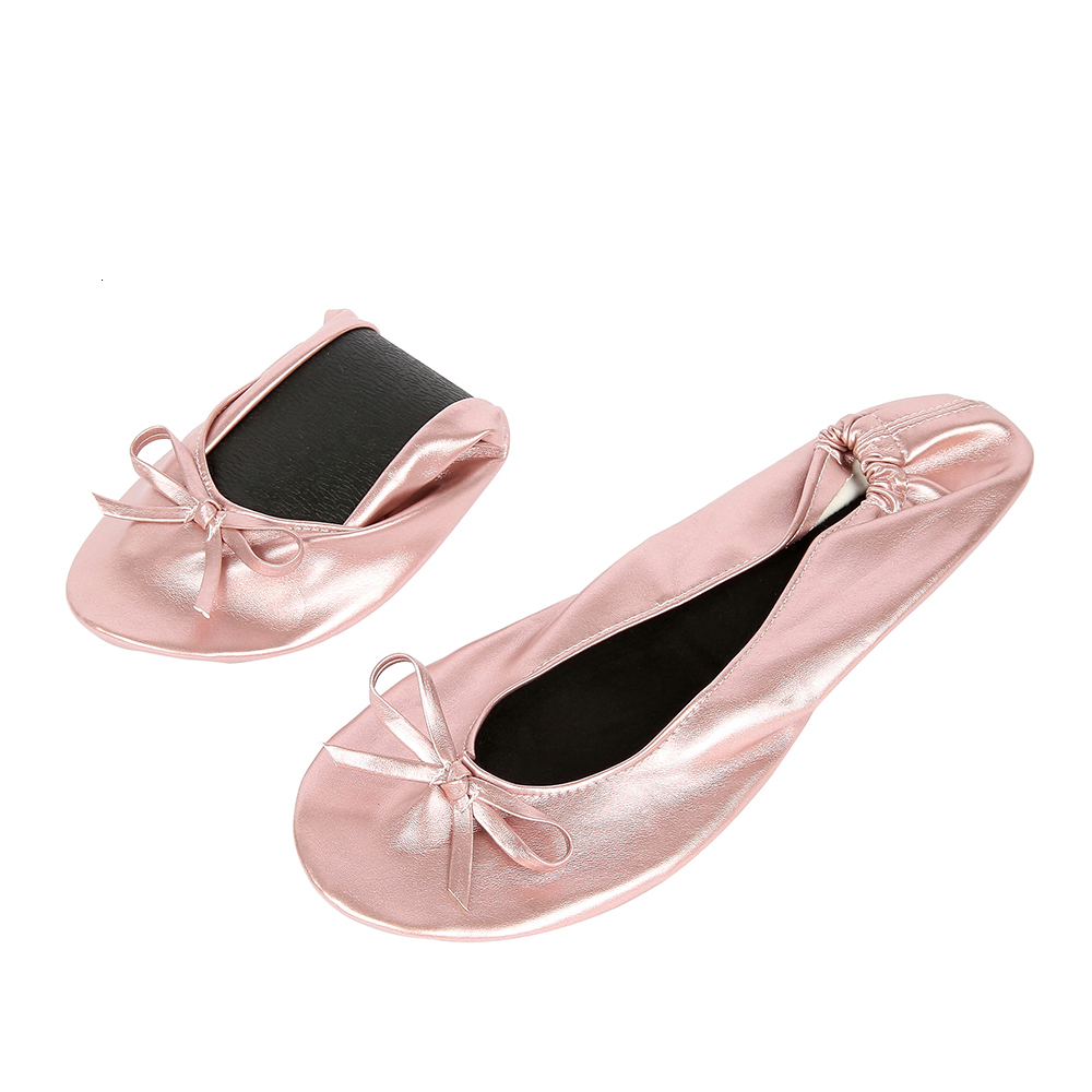 Dress Shoes Women Shoes Flats Portable Fold Up Ballerina Flat Shoes Roll Up Foldable Ballet After Party Shoes For Bridal Wedding Party Favor 230809