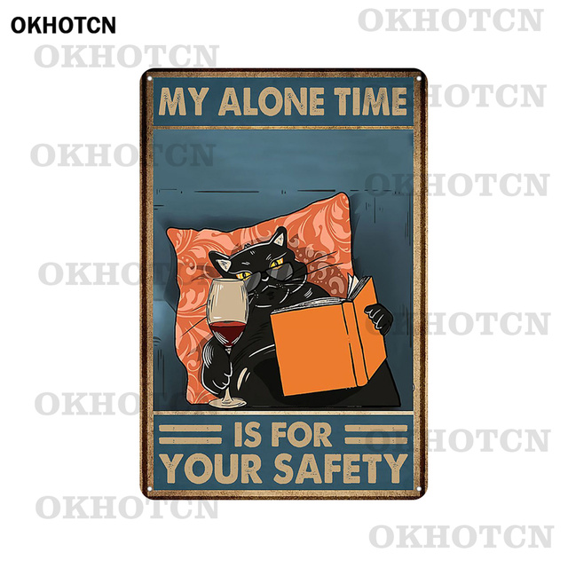 Cute Animal Cat Metal Poster Reading Cat Metal Painting Vintage Funny Cats Wall Plaque Classic Art Metal Tin Signs Home Cafe Bar Pet Shop Home Room De