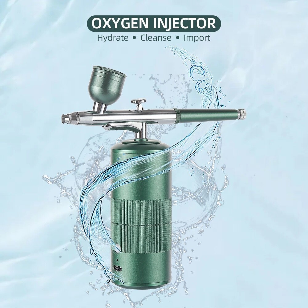 Airbrush Tattoo Supplies Mini Oxygen Injector Nano Fog Mist Sprayer Air Compressor Kit For Nail Tattoo Art Beauty Decoration Paint Spray Gun Tool 2308