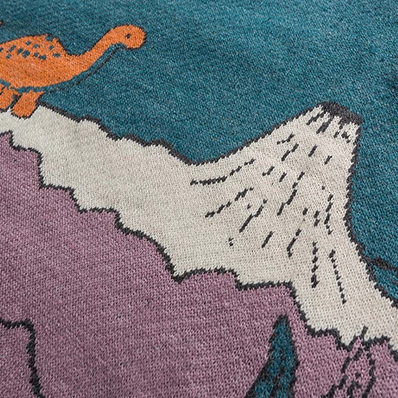 Men's Sweaters 2023 spring Cartoon Dinosaur Knitted Sweater Men Women Winter Vintage Loose Pullover Casual Streetwear Pull Homme 230808