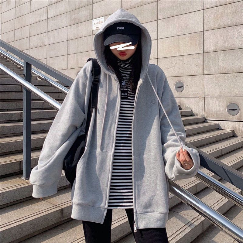 Women's Hoodies Sweatshirts Women Casual Zip Up Oversized Hoodie Sweatshirt Female Streetwear Hooded Pocket Zipper Harajuku Sweat Shirt Y2k Top C