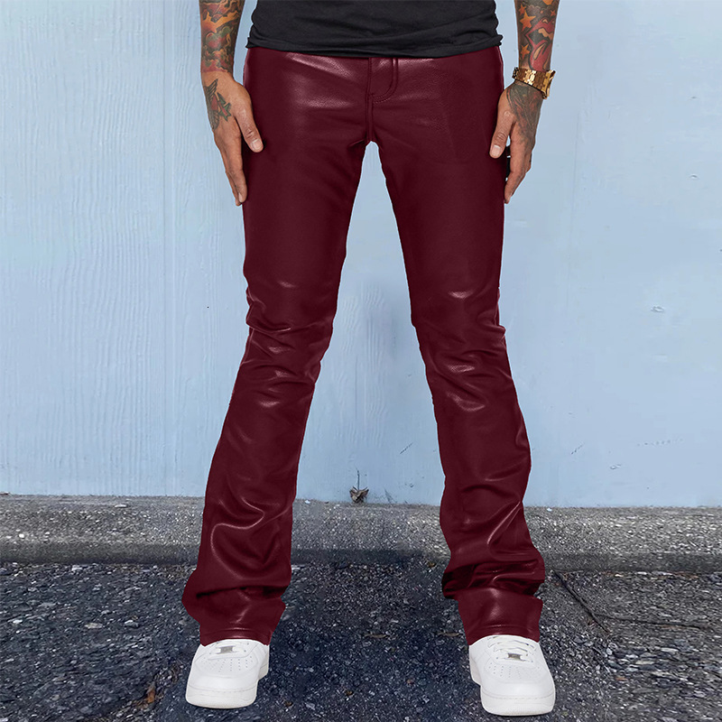 Mens Jeans European and American Leather Pants Foreign Trade Trend Printing Medium Waist Loose Relaxed Large Hip Hop 230809