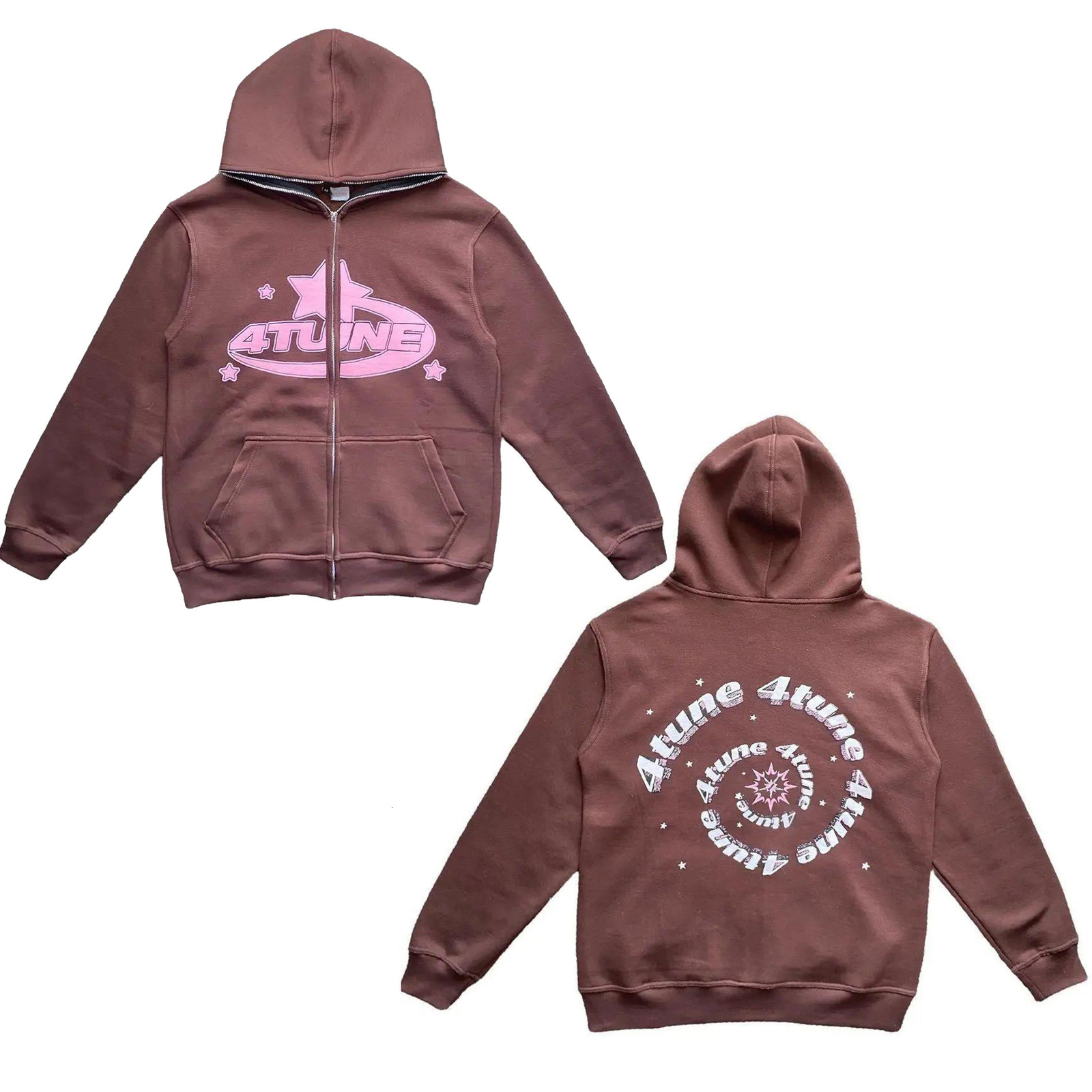 Women's Hoodies Sweatshirts Letter 4 Tune Star Girl Boy Autumn Winter Thicken Zipper Jacket Top Coat Women Funny Fly Zipper Reflective Strip Y2k 