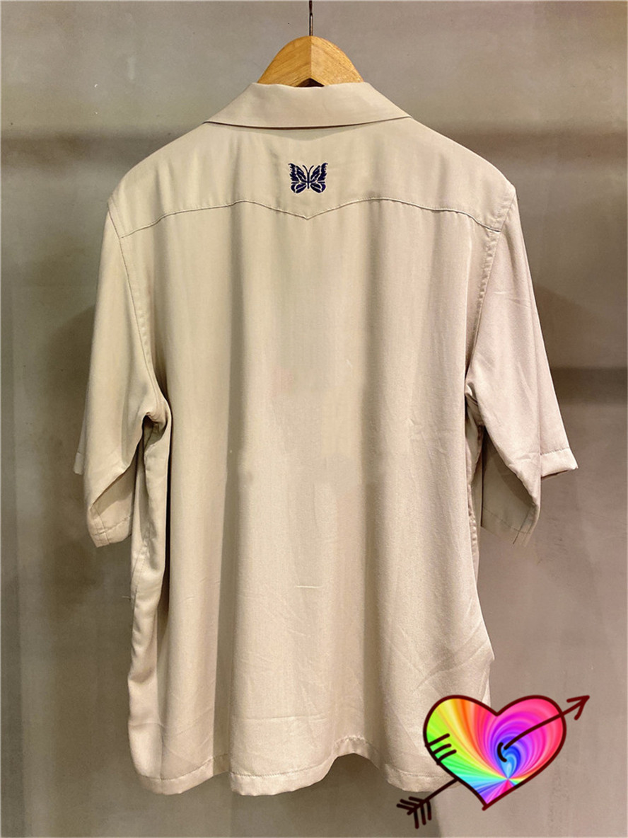 Men's Dress Shirts Needles Shirt Men Women Embroidered Butterfly 1 1 Needles AWGE Pockets Shirts Loose Fit Casual Button Blouse 230808