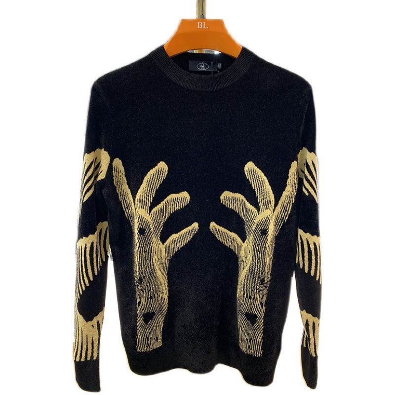 Men's Sweaters Stylish Printed O-Neck Spliced All-match Korean Sweater Men Clothing Autumn Oversized Casual Pullovers Loose Warm Tops 230808