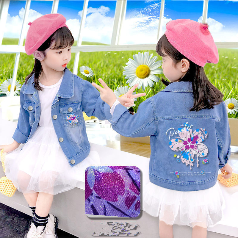 Jackets Spring Kids Coats Butterfly Sequin Denim For Girl Children Top Clothing Baby Girls Clothes Outerwear Jean Jacket 230808