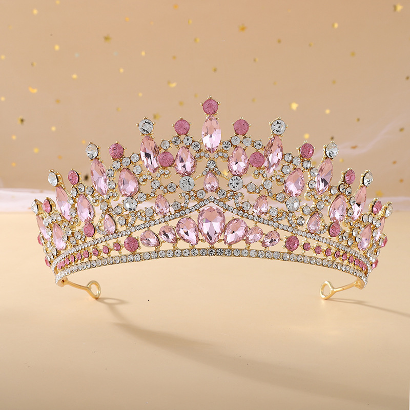 Wedding Hair Jewelry KMVEXO Fashion Purple Lilac Pink Crystal Tiara Crowns Queen Kings Princess Wedding Hair Accessories Bridal Diadems 230808