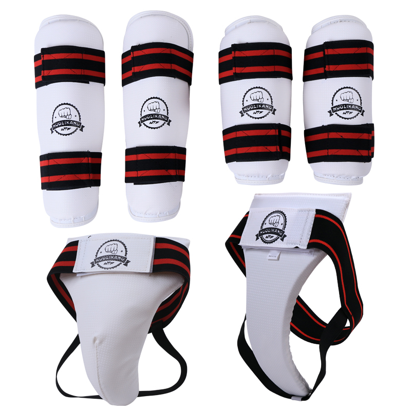 Protective Gear Arm/ Shin/ Crotch Guard For Taekwondo Karate Kickboxing Free Combat MMA Sanda Muay Thai Training Protector Accessories Set 230808
