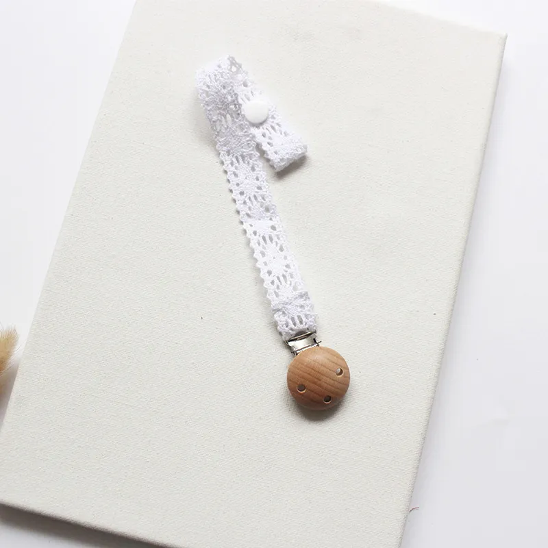 Lace Pacifier Clips Dainty Dummy Holder with Wood Metal Clip Chain Soothes Baby Shower GiftsZZ