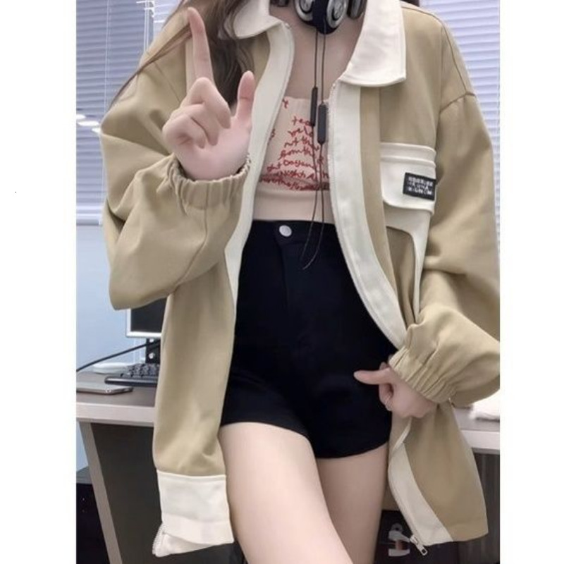 Womens Jackets Deeptown Harajuku Bomber Jacket Women Y2k Streetwear Hip Hop Oversized Korean Fashion Casual Baseball Vintage Aesthetic 230808