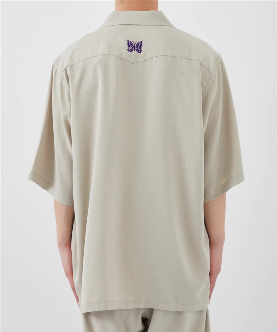 Men's Dress Shirts Needles Shirt Men Women Embroidered Butterfly 1 1 Needles AWGE Pockets Shirts Loose Fit Casual Button Blouse 230808