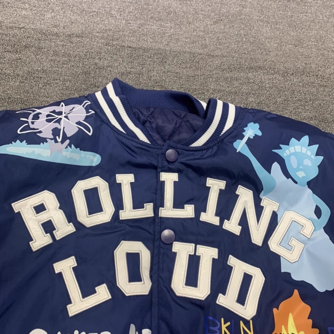 Men's Jackets High Street Baseball Jackets Men Women 1 1 Quality Cartoon Letter Embroidery Oversized Blue Varsity Coat Autumn 230808
