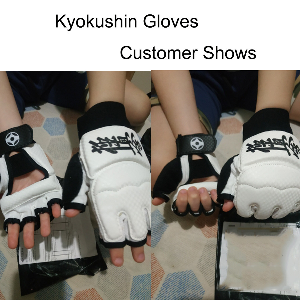 Protective Gear SINOBUDO Kyokushin Karate Fighting Hand Protector Kyokushinkai Karate Gloves PU Leather Martial Sports Fitness Boxing Gloves 230808