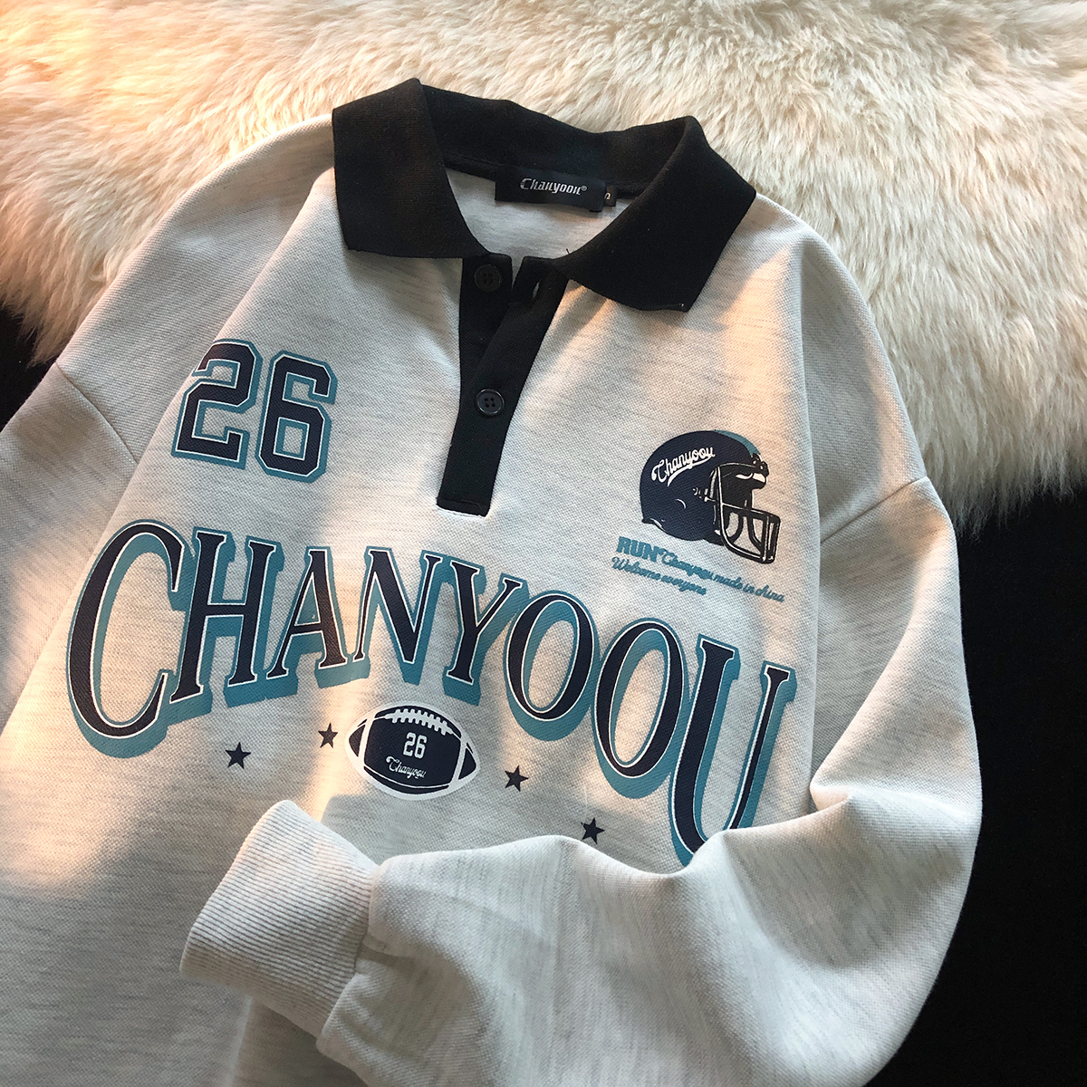Women's Hoodies Sweatshirts Retro College Style POLO Collar Sweater Women's Niche Sweet and Cool Couple Sweatshirt 230808