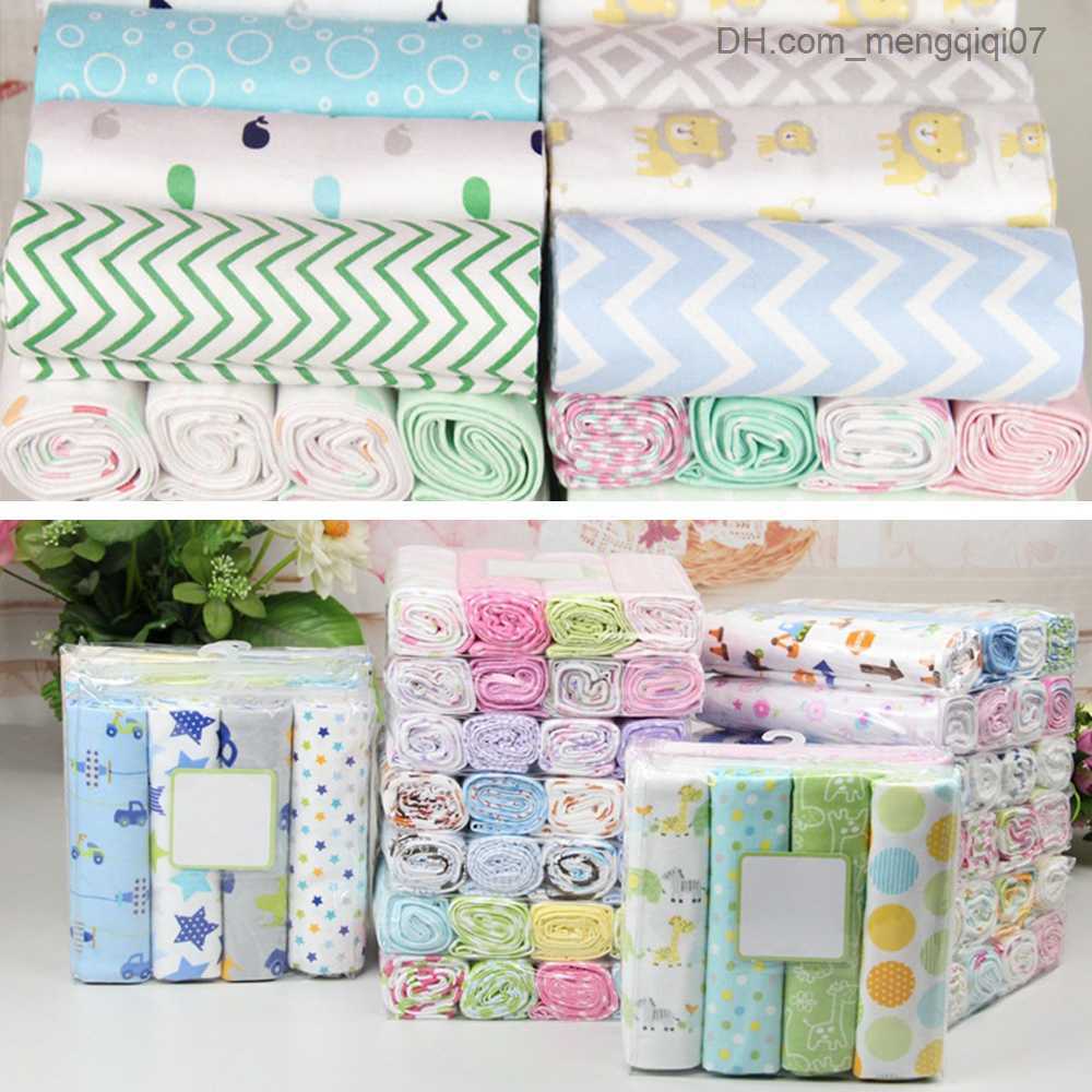 Blankets Swaddling 4 pieces/batch cotton plain flannel baby Swad soft newborn blanket baby blanket newborn plain diaper baby Swad packaging Z230809