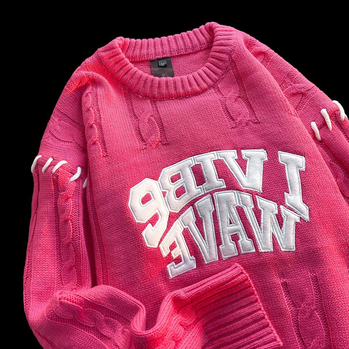 Men's Sweaters American trend letter towel embroidered knitted sweater men and women high street all-match personality pullover twist sweater 230