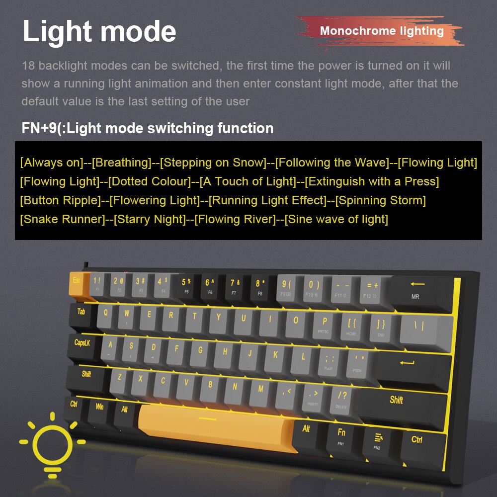 z11 usb mechanical gaming wired keyboard red switch 61 keys gamer russian brazilian portuguese for computer pc laptop