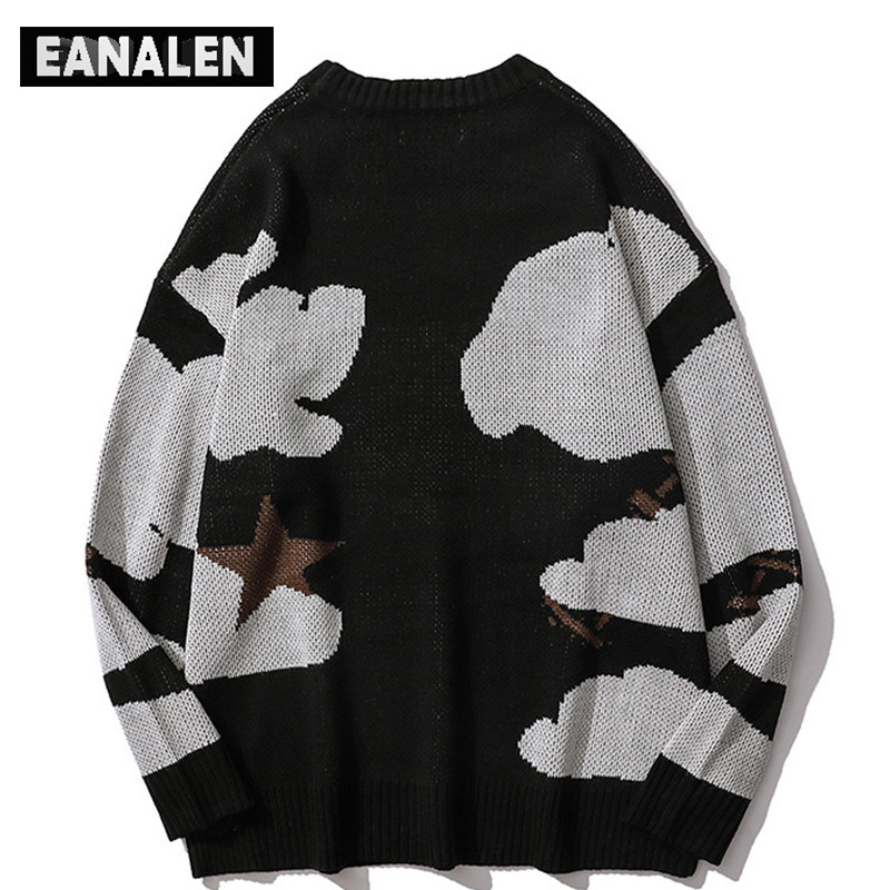 Men's Sweaters Harajuku vintage cartoon anime knitted sweater men winter oversized men's rock hip hop rap pullover women jumper ugly sweater