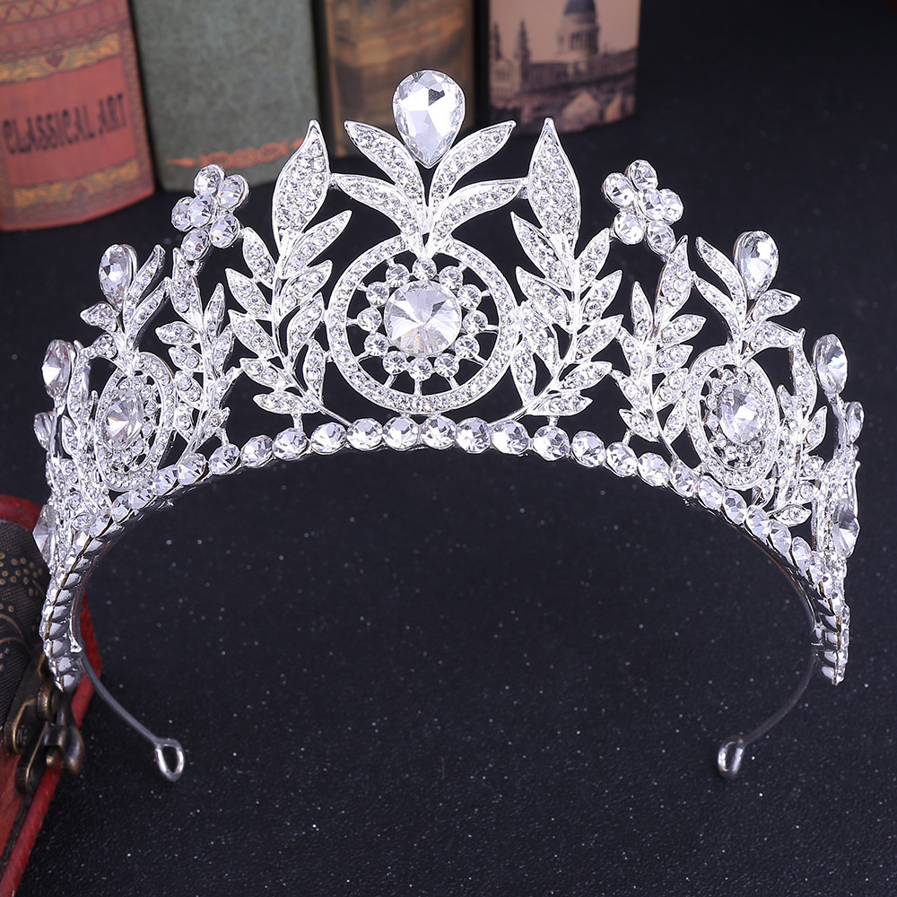 Wedding Hair Jewelry KMVEXO Baroque Leaf Rose Pink Crystal Princess Bridal Crowns For Women Flowers Big Tiaras Wedding Jewelry Hair Accessories 230808