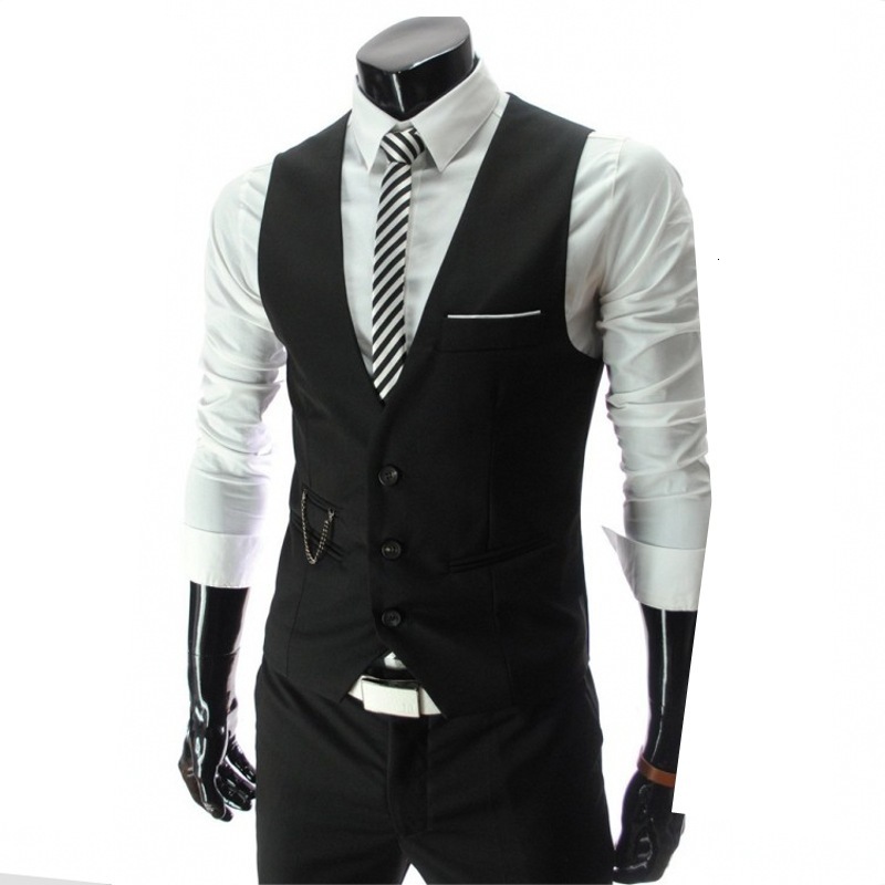 Men's Vests Men's Slim Fit Suit Vest Solid Color Casual Sleeveless Vintage Vest Fashion Man Black Gray Formal Businss Waistcoat Homme 230808