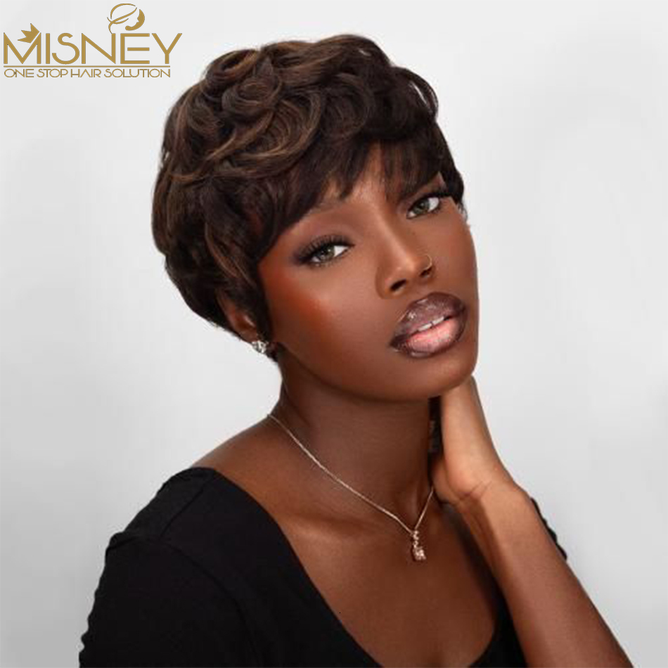 Synthetic Wigs Short Bob Straight Human Hair Wigs Natural Color Brazilian Remy Hair Pixie Cut Wig Human Hair Wig For Black Women Misney 230808