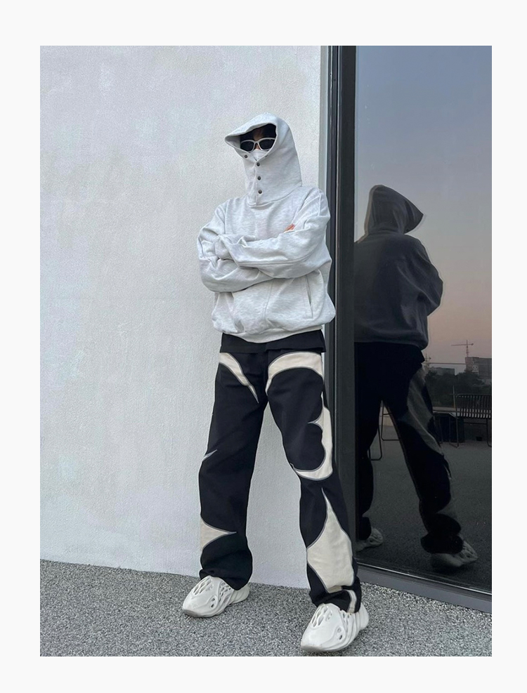 Original Pants 23SS New Washed Leather High Street Jeans Printing Sports Pants Loose Fit Casual Pants Men Straight Pants Loose Men's Duty Trouser
