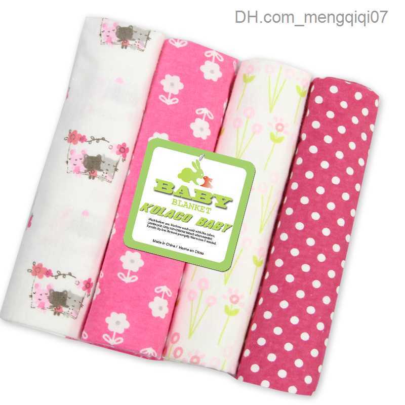 Blankets Swaddling 4 pieces/batch cotton plain flannel baby Swad soft newborn blanket baby blanket newborn plain diaper baby Swad packaging Z230809