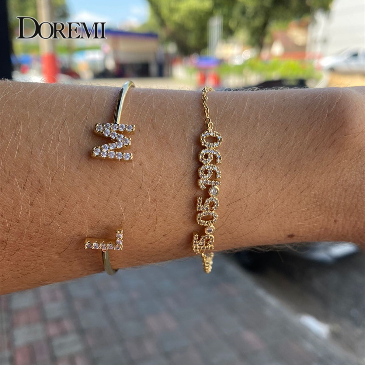 Charm Bracelets DOREMI Trendy 6MM Letter Zircon Bracelet with Birthstone Adjustable Name Bracelets for Women Girl Jewelry Female Gift for Mom 230808