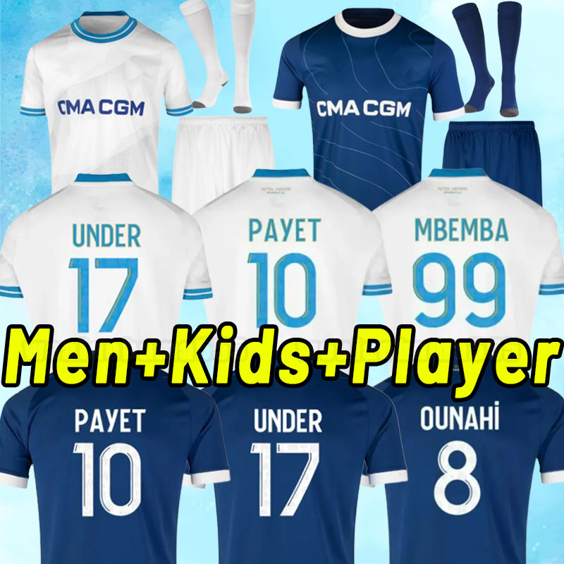 Marseilles 23 24 soccer jerseys CLAUSS ALEXIS 2023 2024 OM MILIK PAYET maillot de foot BENEDETTO GUENDOUZI KAMARA BAKAMBU football shirt THAUVIN fans Player men kids