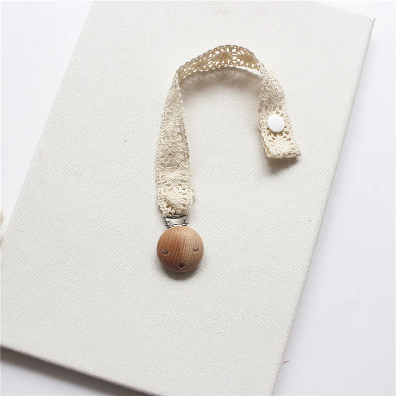 Lace Pacifier Clips Dainty Dummy Holder with Wood Metal Clip Chain Soothes Baby Shower GiftsZZ