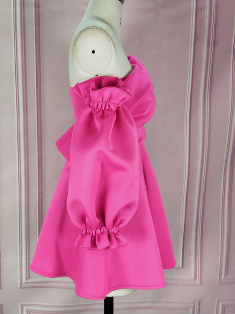 Urban Sexy Dresses Party Dress Mini Sexy Pleated Puff Sleeve One Shoulder Spaghetti Strap Women Backless Clubwear Dinner Night Christmas Tunics 230809