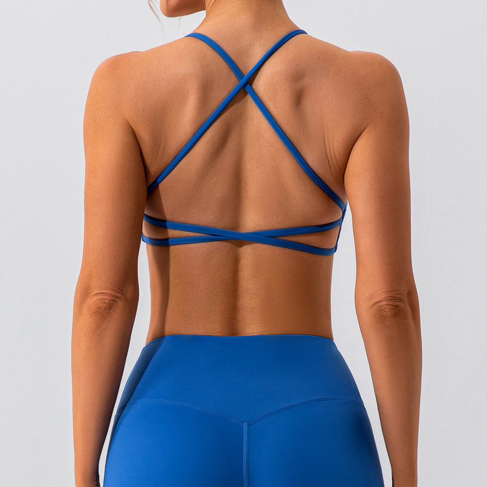 Yoga Outfit Twist Backless Sports Bra Women Strappy Sports Bra Criss Cross Yoga Crop Top Open Back Gym Bra High Support 230808