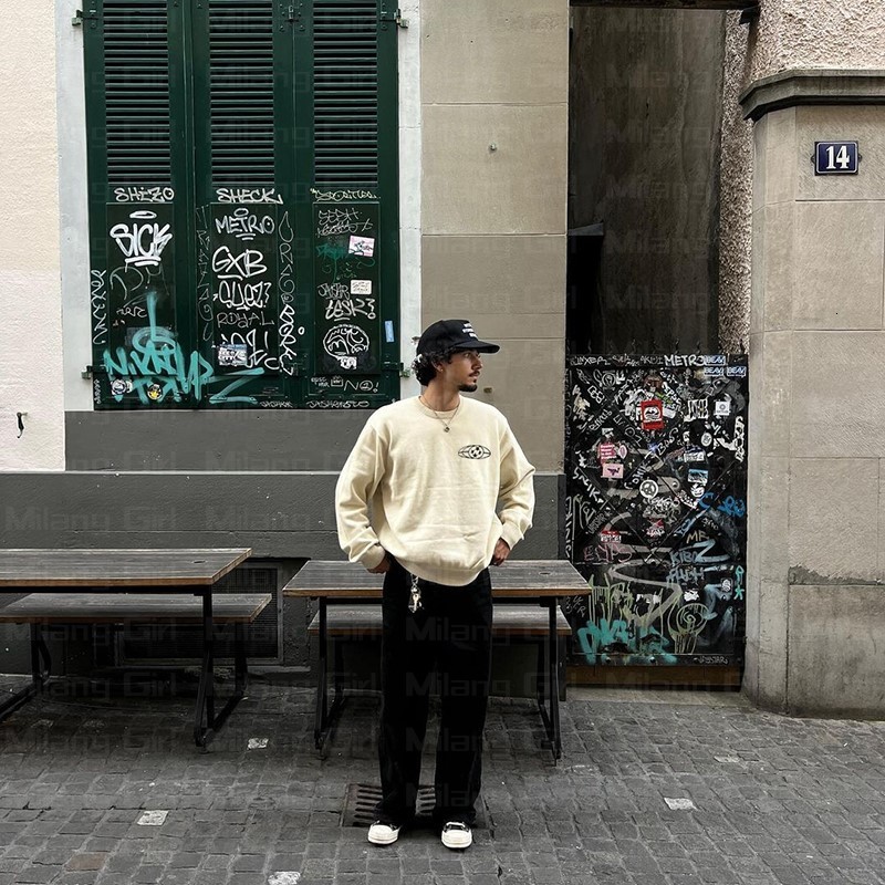 Men's Sweaters Men Sweater Winter Letters Graphic Pullover Harajuku Casual Loose Cotton Streetwear Sweater Women Hip Hop Knitted Sweater Unisex 2