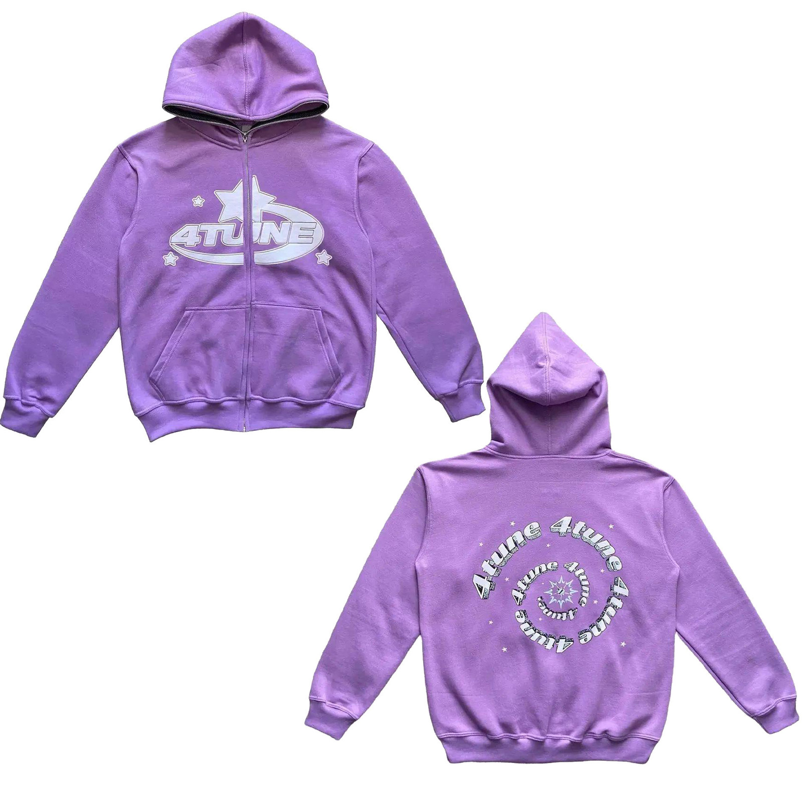 Women's Hoodies Sweatshirts Letter 4 Tune Star Girl Boy Autumn Winter Thicken Zipper Jacket Top Coat Women Funny Fly Zipper Reflective Strip Y2k 