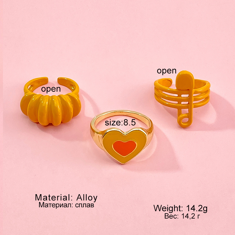 Wedding Rings Fashion Heart Rings Set for Women Hollow Geometric Chain Cross Knuckle Rings Creative Cute Pink Green Open Couple Rings 230808