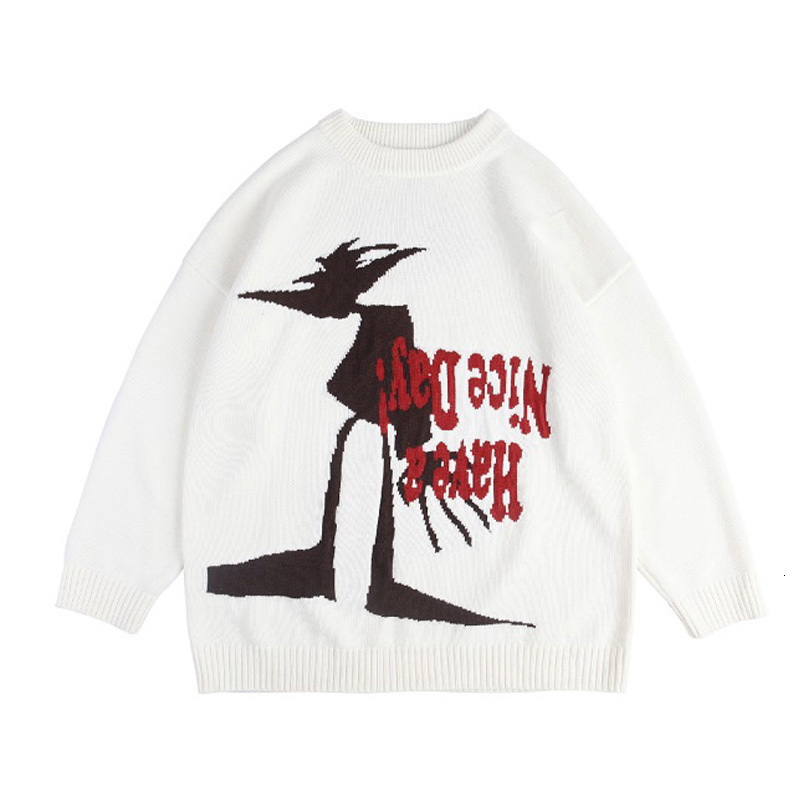 Men's Sweaters Men's Vintage Knit Sweater Autumn Winter Pullover Unisex Y2K Chic Harajuku Men's Loose Cotton Sweater Black Loose Anime 