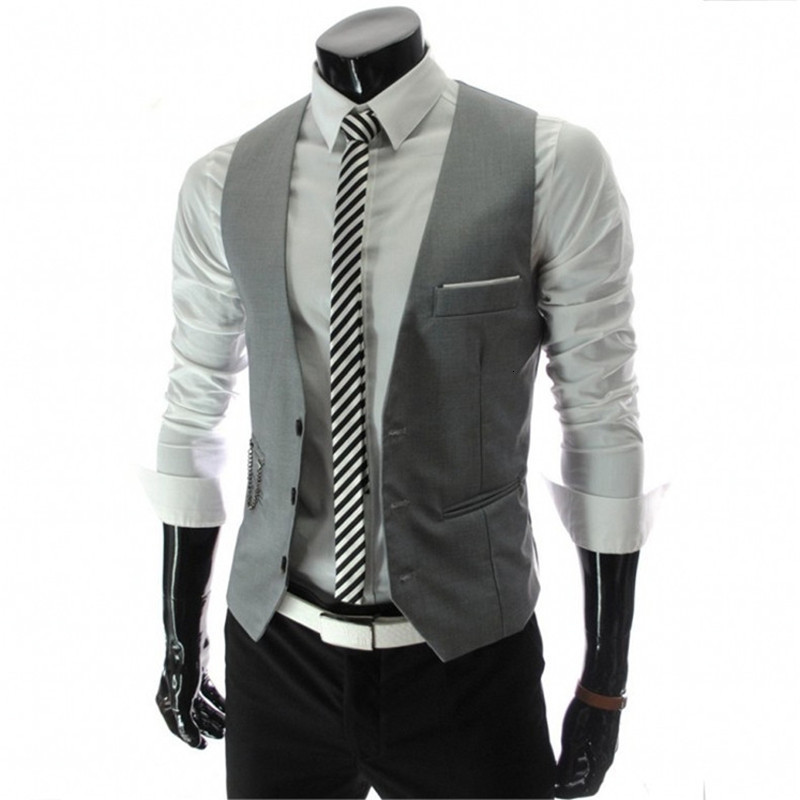 Men's Vests Men's Slim Fit Suit Vest Solid Color Casual Sleeveless Vintage Vest Fashion Man Black Gray Formal Businss Waistcoat Homme 230808
