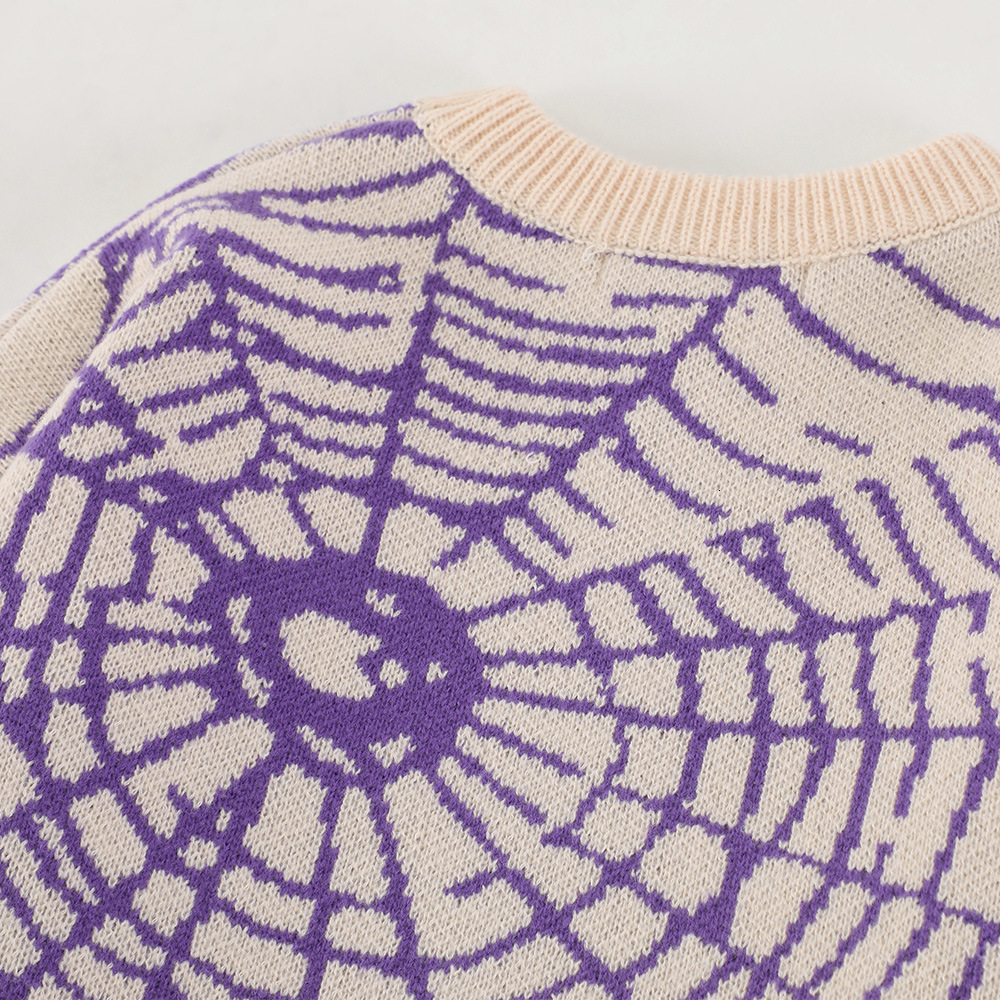 Men's Sweaters Mens Spider Web Knitted Sweaters Unisex Street Harajuku Wool Jumper Unisex Y2k Hip Hop Retro Casual College Pullover Autumn 230808