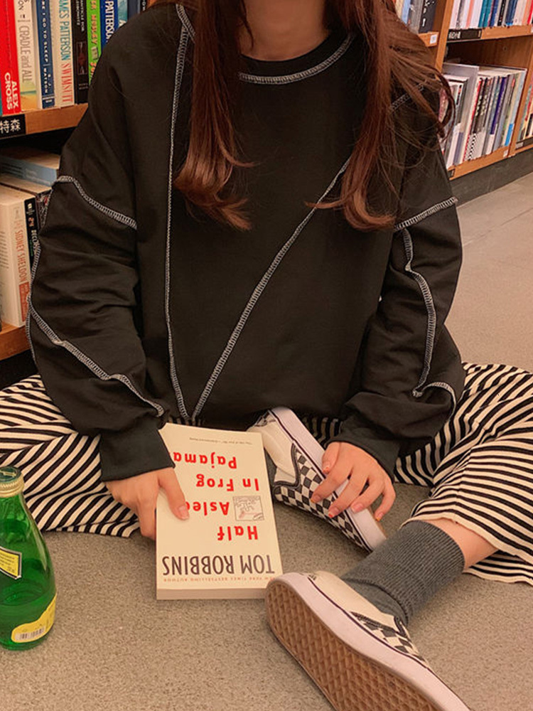 Women's Hoodies Sweatshirts Harajuku Sweatshirt BF Style Black Hip-hop Tops Teens Sweatshirts Autumn Trendy All-match Daily Women Streetwear Pull