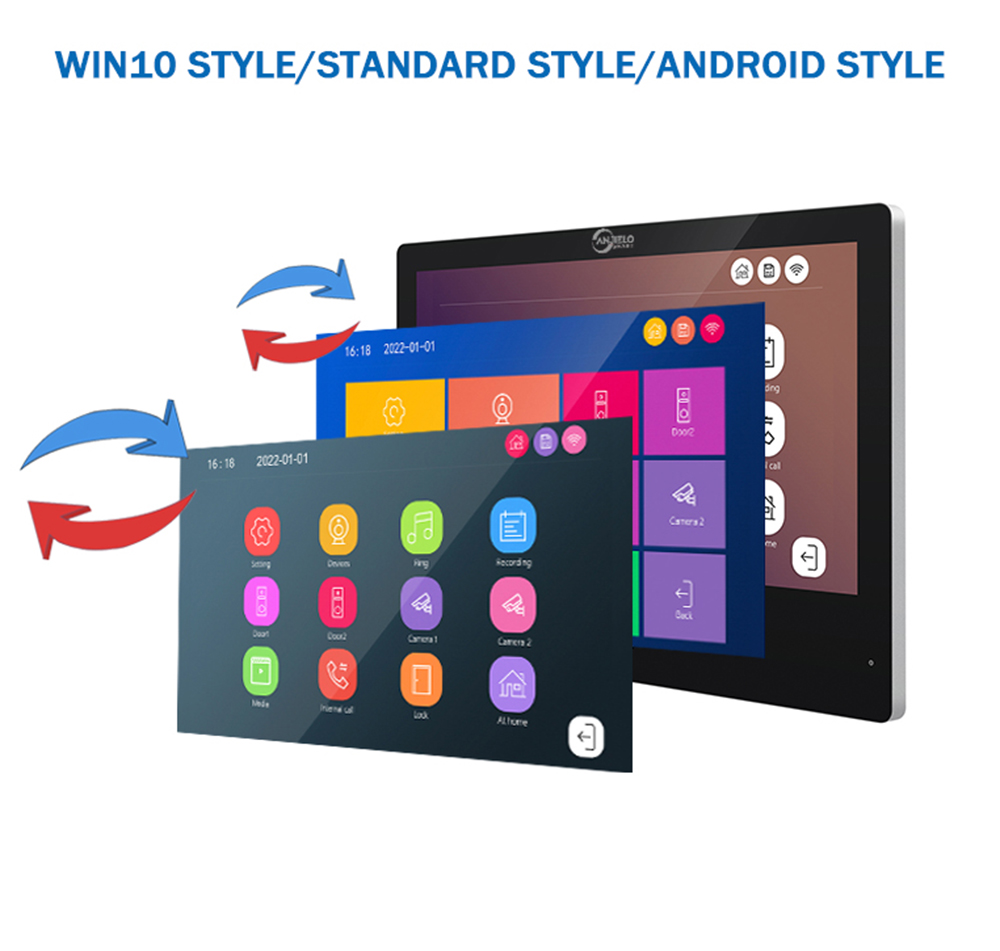 AnjieloSmart 10 inch Touch Monitor with Night Vision Doorbell Camera Video Intercom For Home Safety