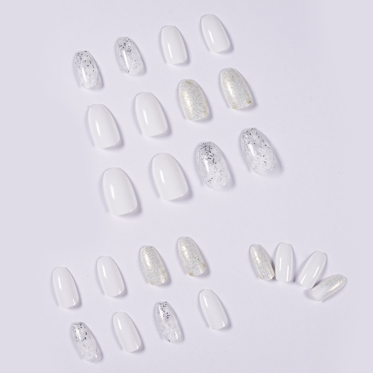 False Nails JIARUO 24PCSBOX Short Balle Press on Nails False Nail Art Y2k Ice Snow Glitter Nail Art White Pure Elegant Wedding Nails Piece 230808