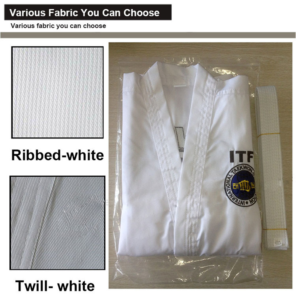 Protective Gear Professiona ITF Approve White Uniform Taekwondo Student Doboks Suit Kimono Martial Arts Taekwondo Clothes Long Sleeve Fitness Gi 23080