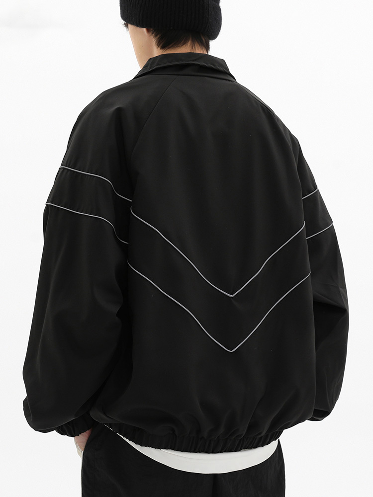 Mens Jackets Spring Autumn Reflective Striped Jacket Zipper Up Varsity Hip Hop Street Thin Coat Sports Black Loose Windbreaker 230809