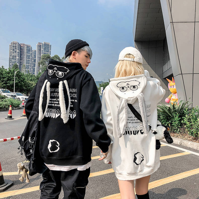 Women's Hoodies Sweatshirts Animal Women Hoodies Harajuku Kawaii Rabbit Hoodie Sweatshirt Tops Korean Bunny Graphic Outerwear Korean Couple E Gir