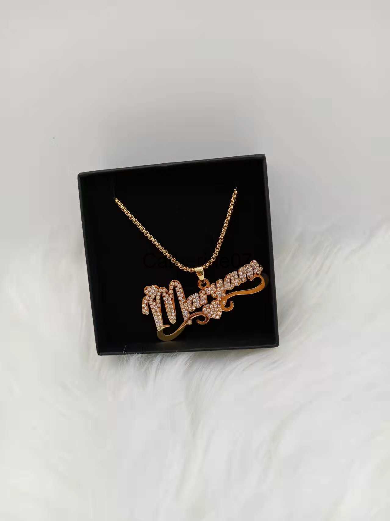 Pendant Necklaces Stainless Steel Custom Name Woman Chain Necklaces Personalized Pendant Letter Gold Necklace Pendant Nameplate Gift for Women J230809